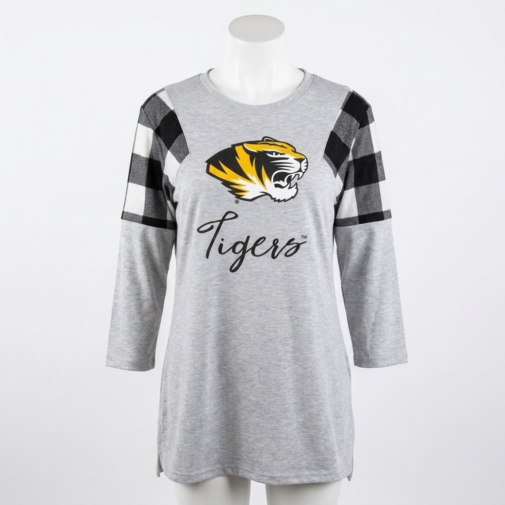 NEW GAMEDAY COUTURE university of missouri get in check tunic in grey/black